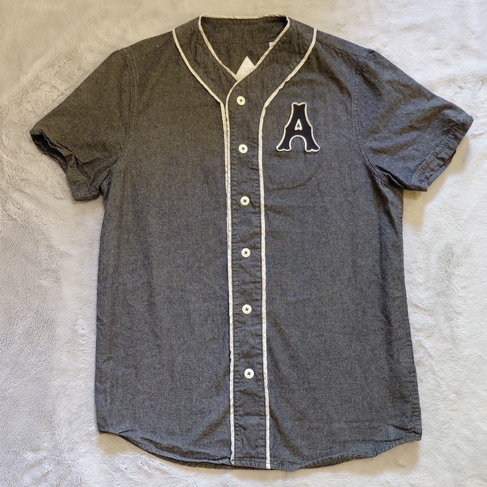 Altamont Gray White Baseball Jersey Button Down Shirt Size Medium - Picture 4 of 4